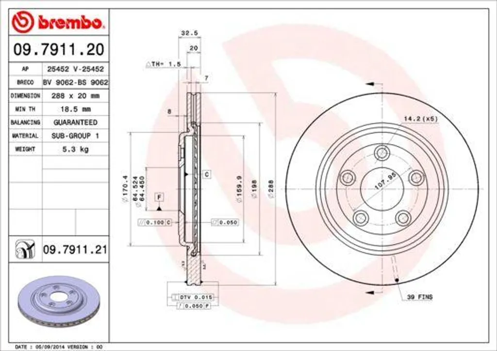 Brembo 09.7911.21 Disque de Frein Haute Performance pour Jaguar S-Type
