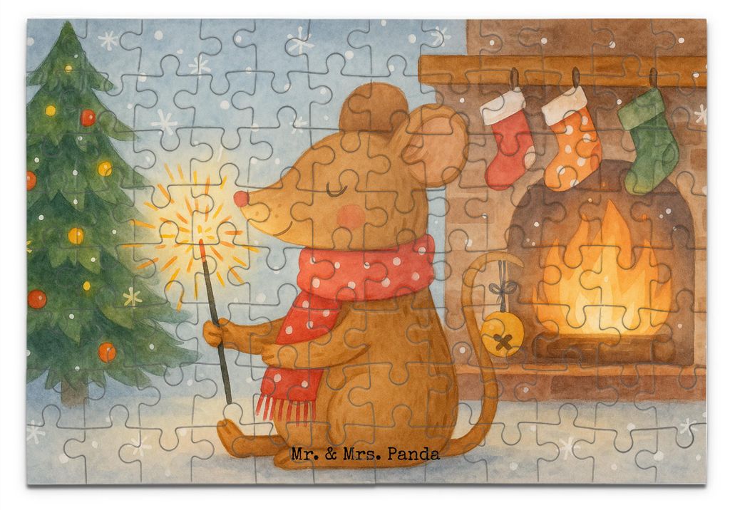 Mr. & Mrs. Panda Puzzle Maus Weihnachten Design 96 Teile - Weiß - Geschenk, 500, Weihnachtsgruß, 1500, Mäuschen, Legespiel, Frohe, Weihnachtsmot...