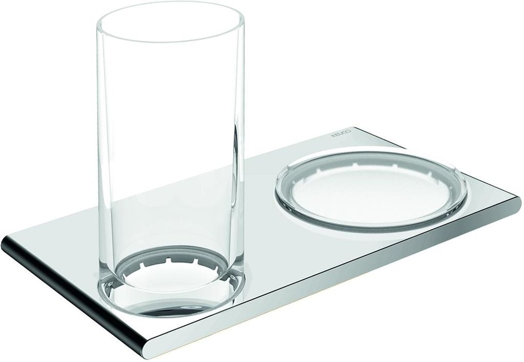 Keuco Doppelhalter EDITION 400 Glas und Seife verchromt