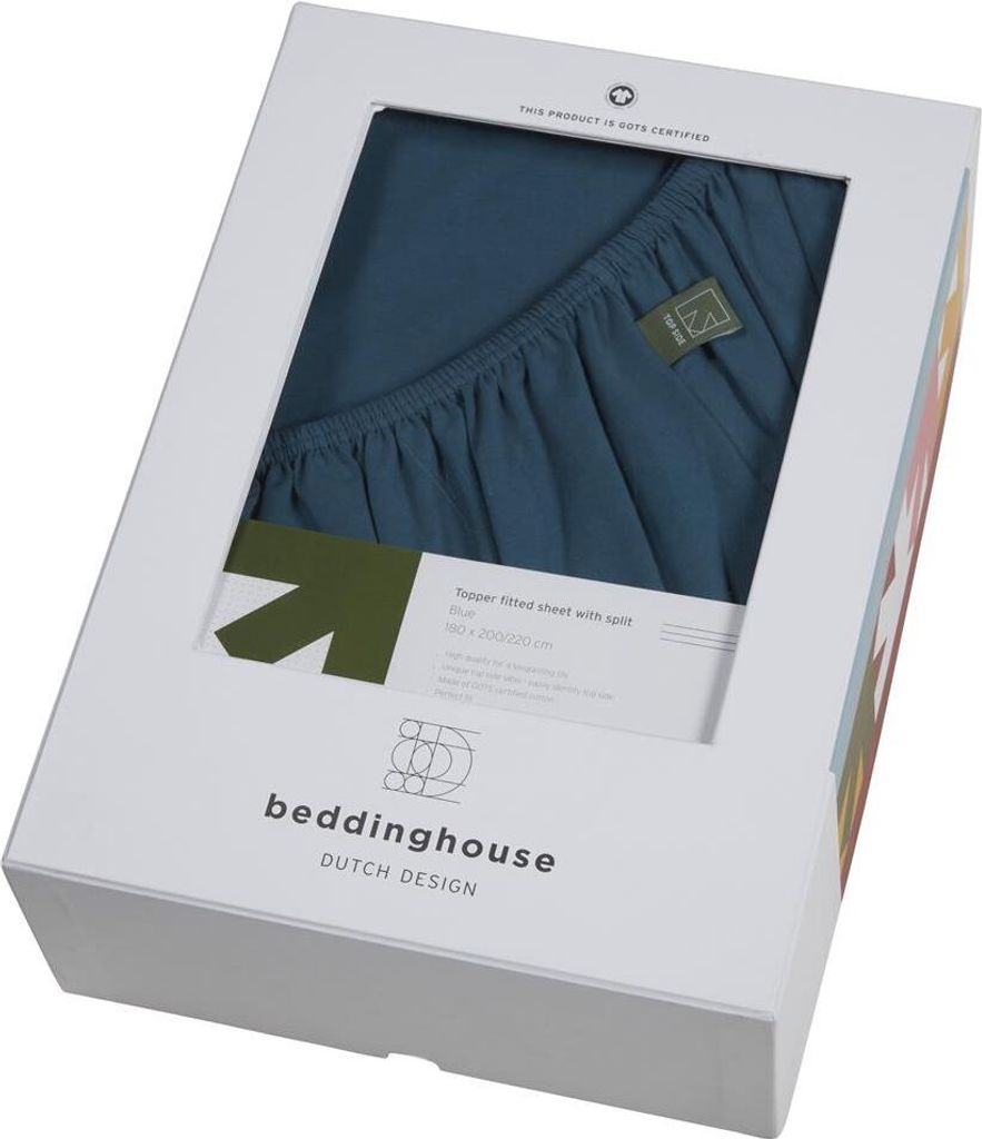 Beddinghouse Dutch Design Topper Spannbettlaken Organic Elasthan TD Farbe Blue Grey Größe 200x200/220