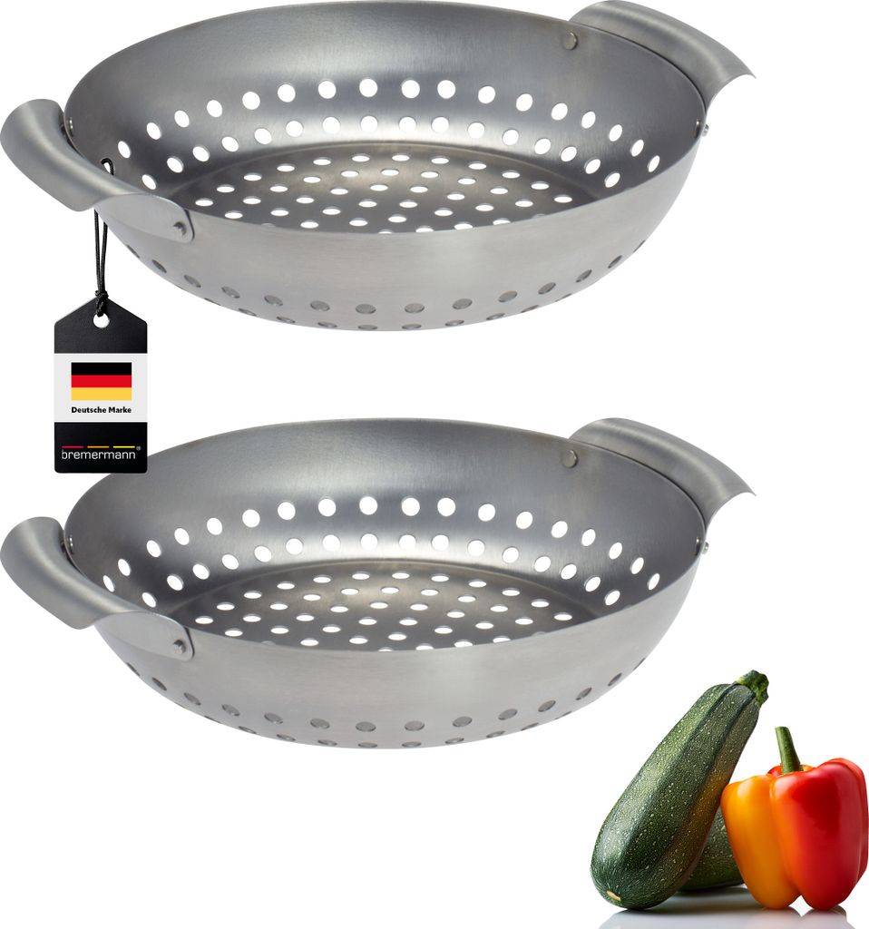 bremermann Edelstahl Grillkorb 2er Set rund (27 x 6 x 22,5 Produktbild 