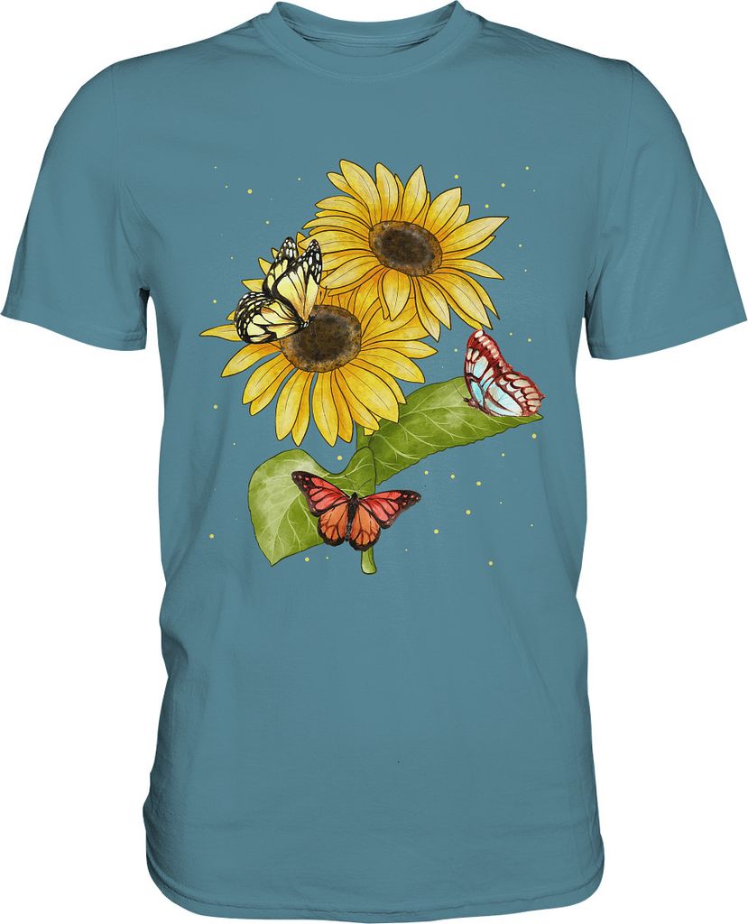 Schmetterlinge Sonnenblumen T-Shirt Garten Geschenk Gärtner Produktbild 