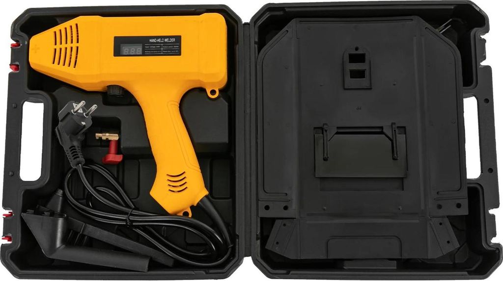 Handschweißgerät - 3000W 220V - LED-Display - 20–200 A Einstellbar - EU-Stecker - Schweißt 2–14 mm - Mit Werkzeugkoffer - Gelb