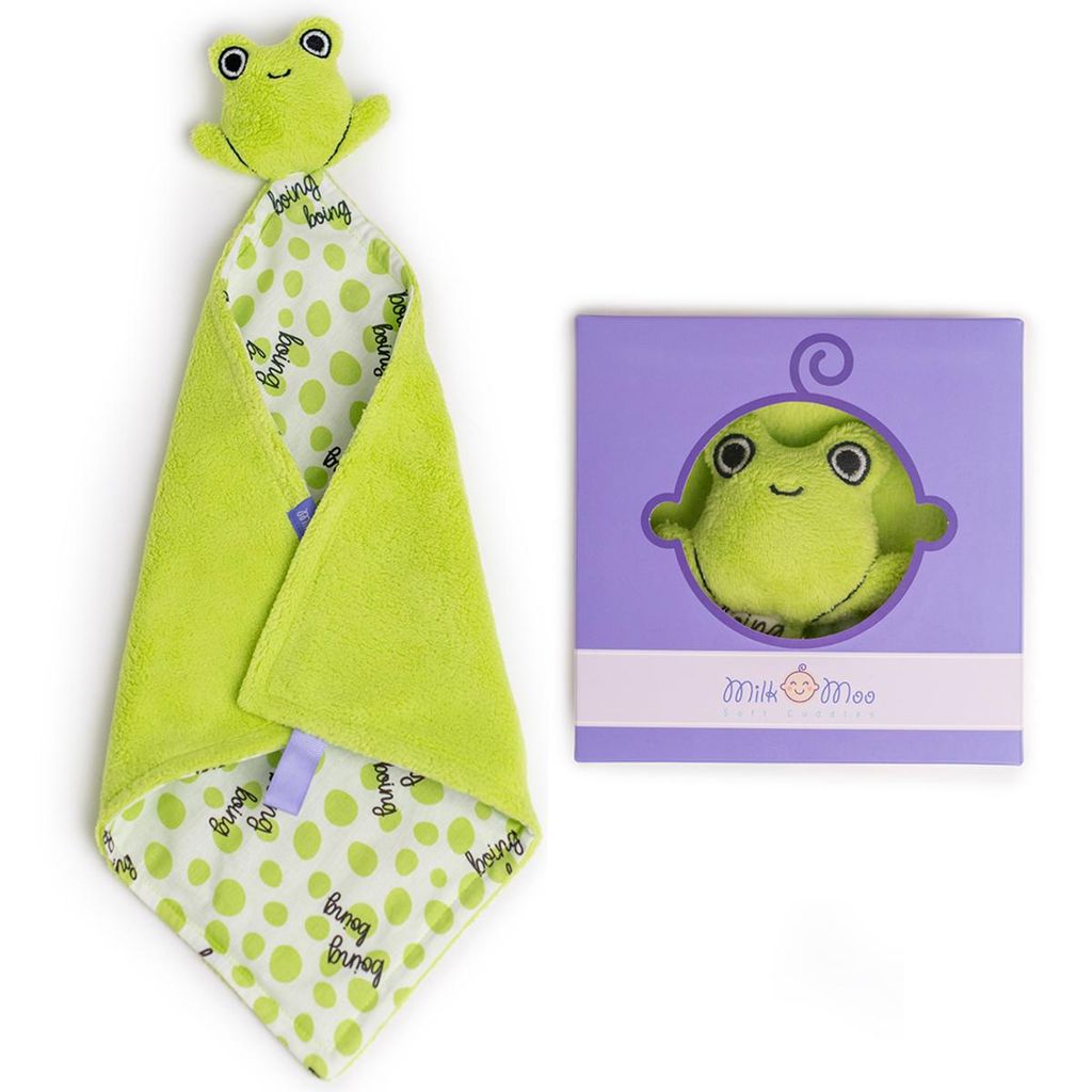 Milk&Moo Cacha Frog Schnuffeltuch für Baby, Schmusetuch, Kuscheldecke, Erstausstattung für neugeborene Junge & Mädchen, atmungsaktiv, weich, gr...