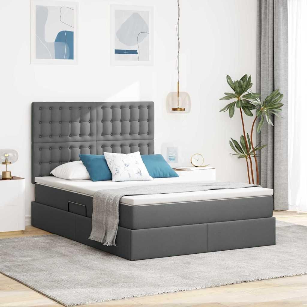 Maison Exclusive - Aufbewahrungsbett mit Matratze Dunkelgrau 140 x 190 cm