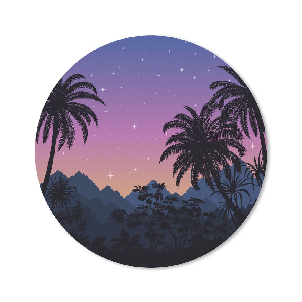MuchoWow Mauspad Mousepad Sternenhimmel - Palme - Berg 30x30 cm - Mousepads - Maus Mat - Pad - Mausunterlage - Tischunterlage - Schreibtischmatten