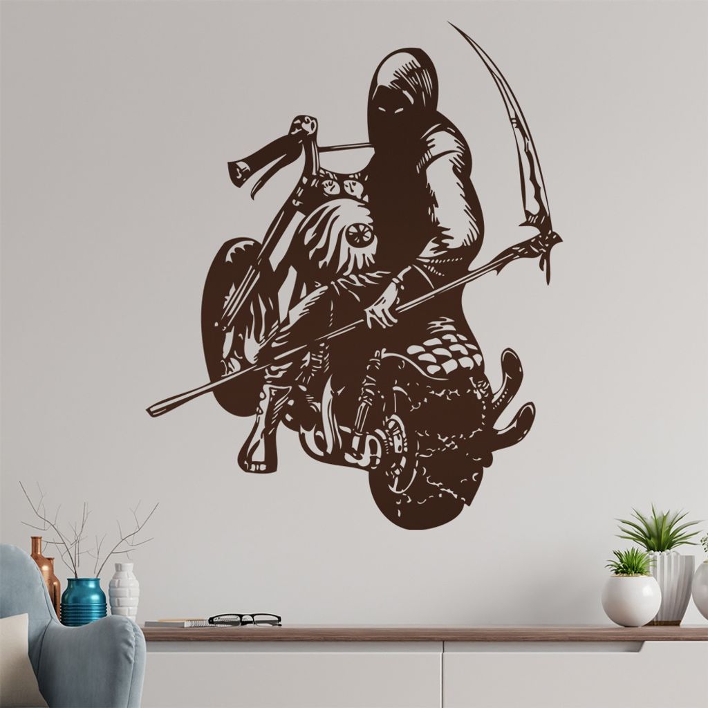 Biker - der Tod Wandtattoo in 6 Größen - Wandaufkleber Wall Sticker - Dekoration, Küche, Wohnzimmer, Schlafzimmer, Badezimmer