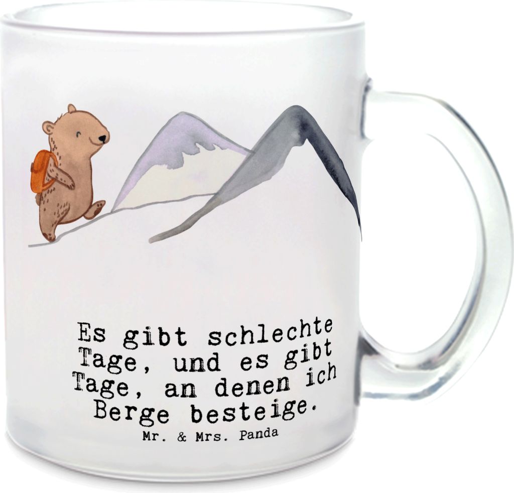 Mr. & Mrs. Panda Teeglas Bär Bergsteigen - Transparent - Produktbild 