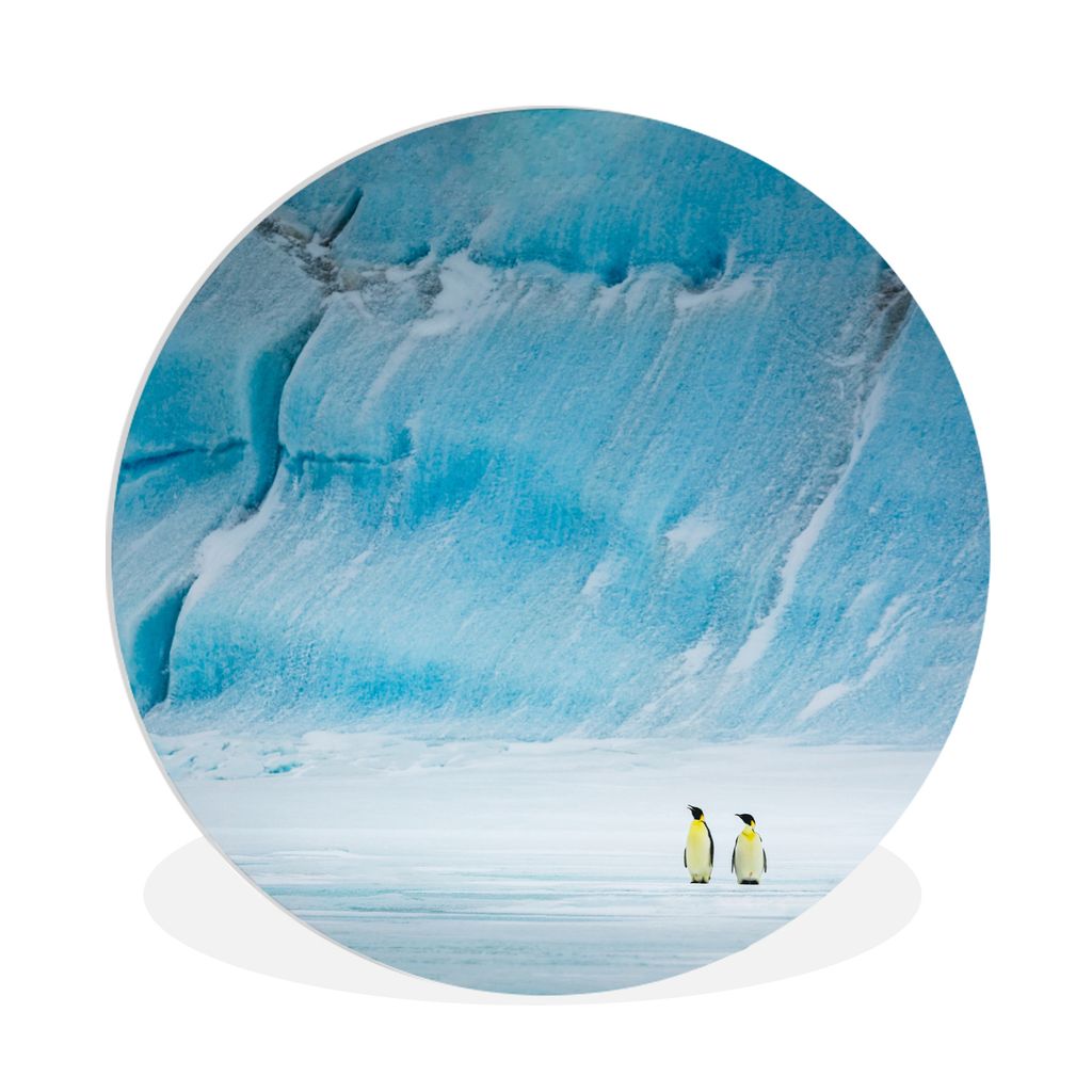 MuchoWow Rundes Wandbild - Runde Bilder Zwei Kaiserpinguine vor einem Eisberg Ø 90 cm Kreis Wanddekoration Kunststoff - Wandkreis - Wandschmuck ...