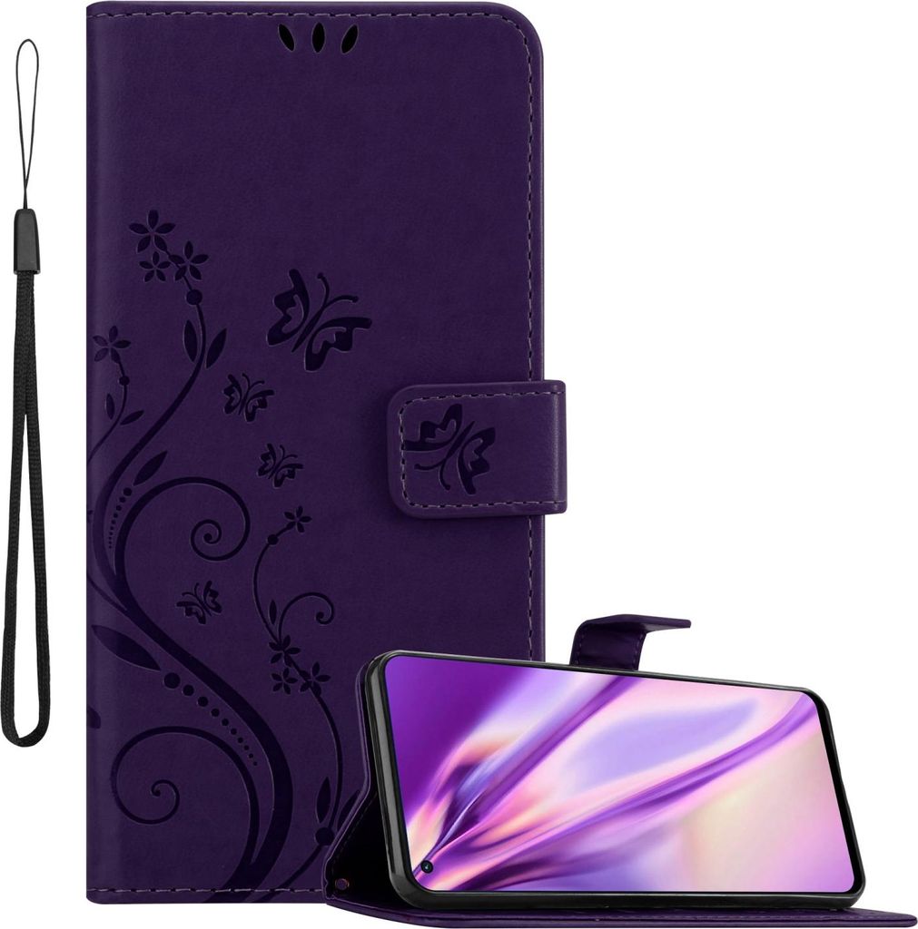Cadorabo Hülle für Oppo Reno6 5G Schutz Hülle in Lila Schutzhülle Handy Hülle Etui Case Blumen Flower