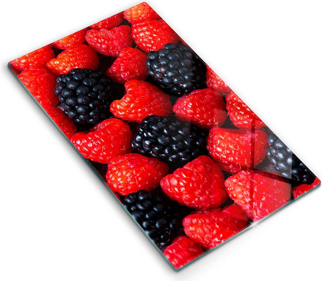 Abdeckung Glas - Küchenabdeckung - 30x52 cm - Abdeckplatte - Himbeeren und Brombeeren