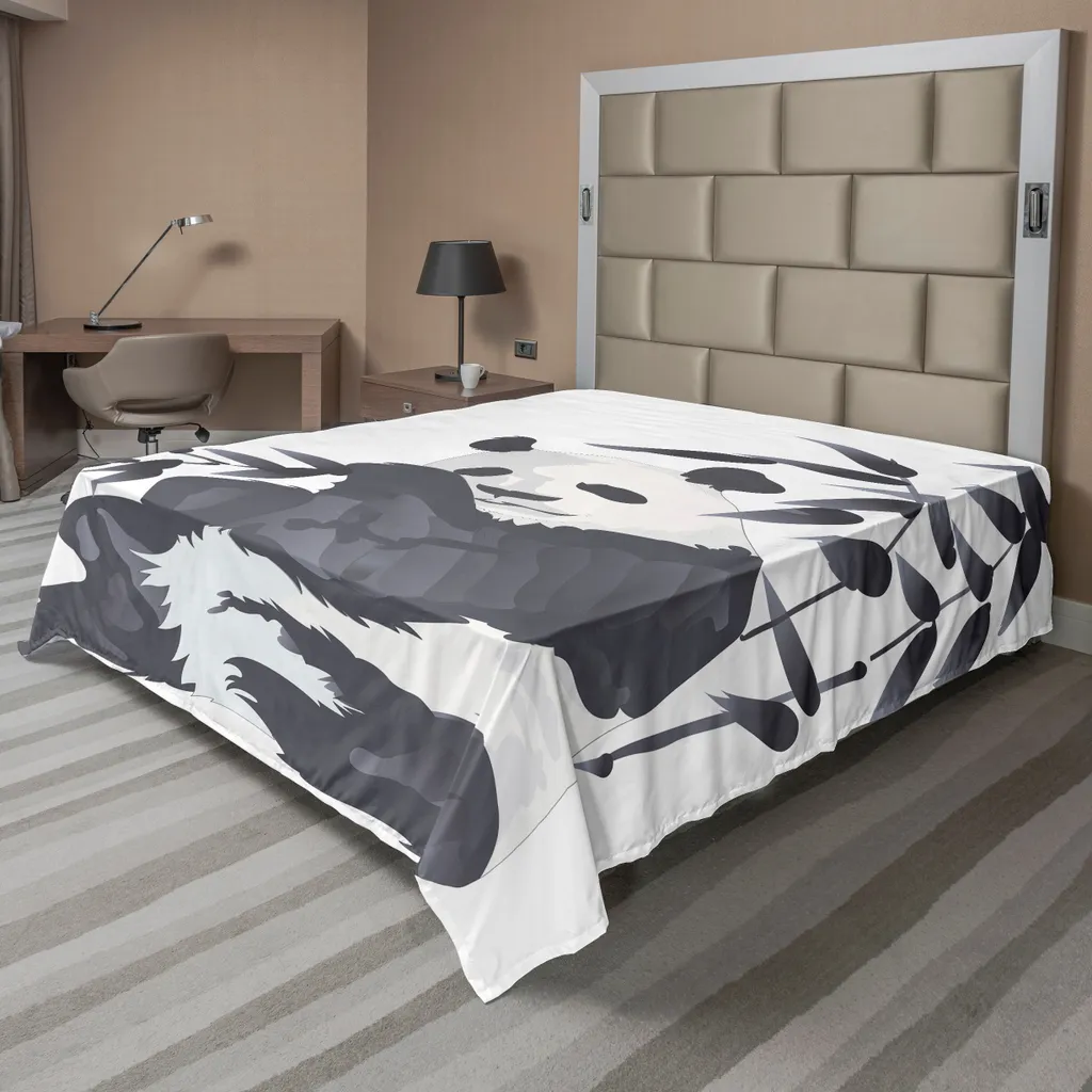 Drap plat décoratif Panda 266x260 cm pour grand lit deux places