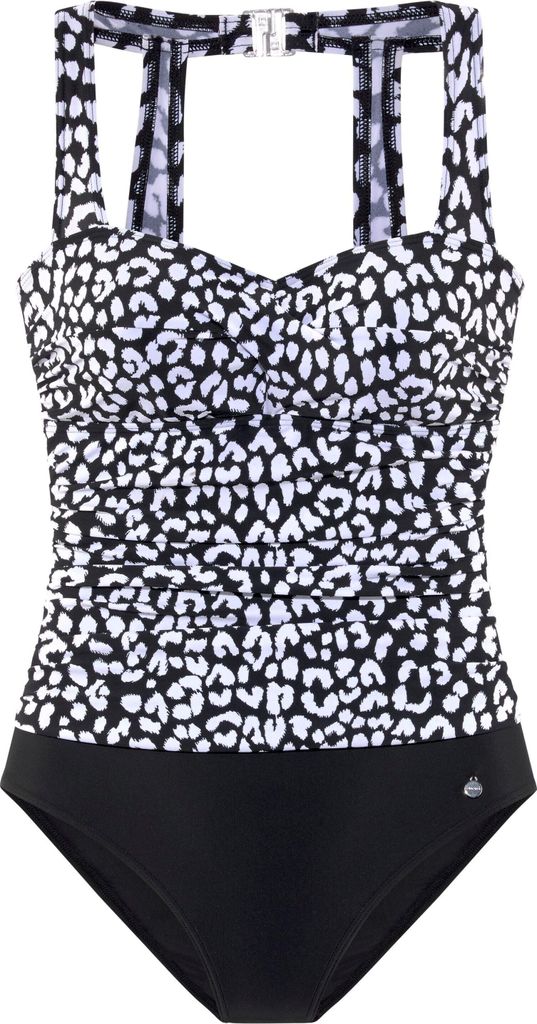 LASCANA Badeanzug schwarz-weiß Größe 40 Cup D