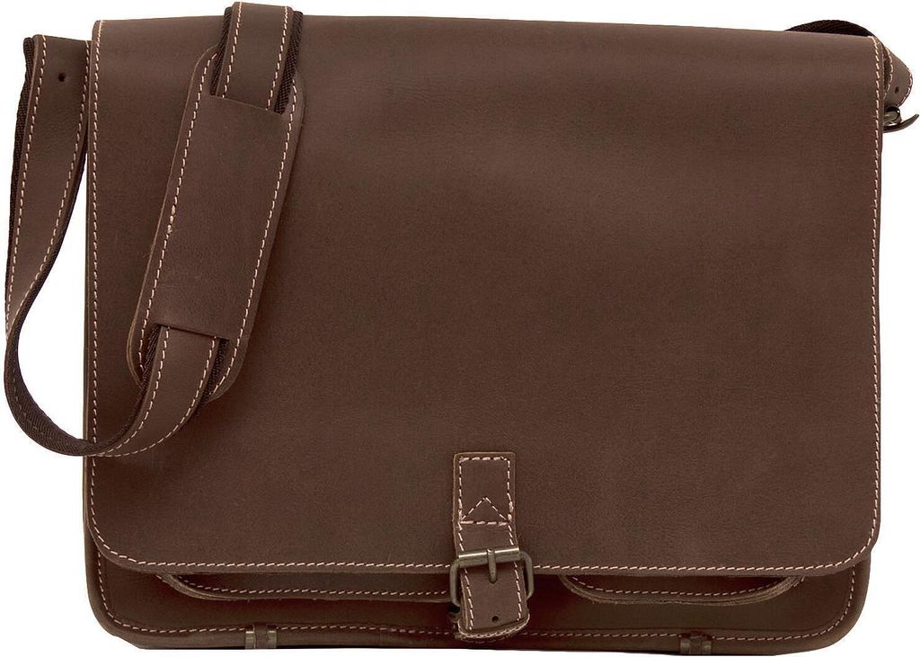 Greenburry Buffalo 1003 Leder Messenger Schultertasche mit Notebookfach in Tabak