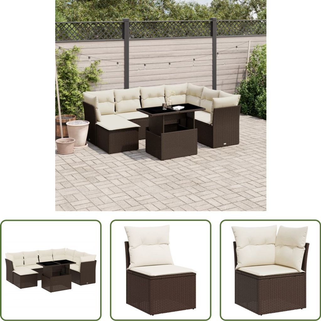 The Living Store 8-tlg. Garten-Sofagarnitur mit Kissen Produktbild 