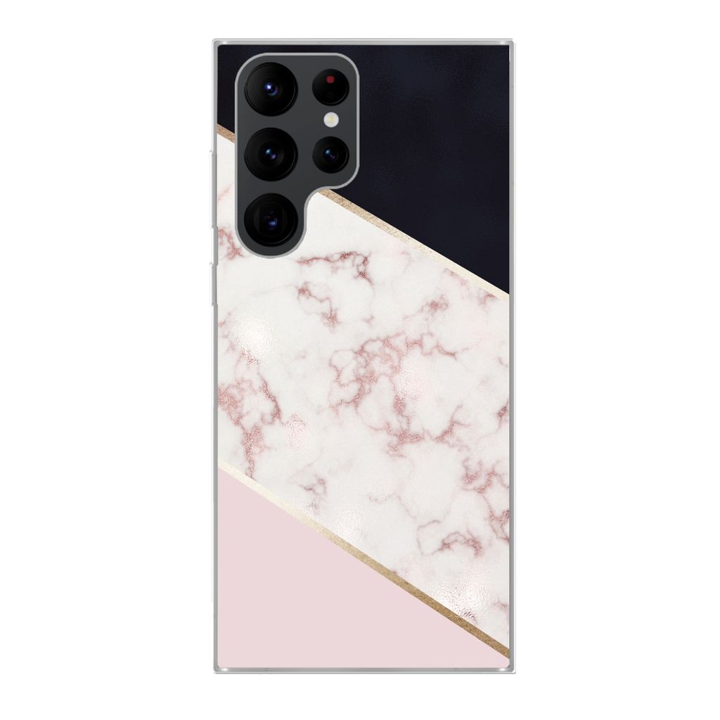 MuchoWow Handyhülle Schutzhülle Hülle für Samsung Galaxy S22 Ultra Marmor - Roségold - Luxus Silikon Softcase Handy Hülle - Abbildung