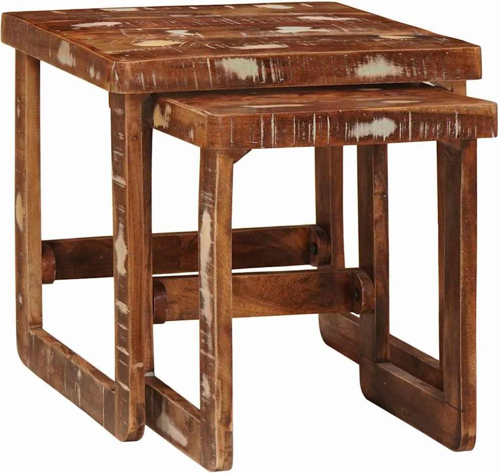 vidaXL Satztische 2 pcs 46 x 46 x 45 cm Massives upgecyceltes Holz