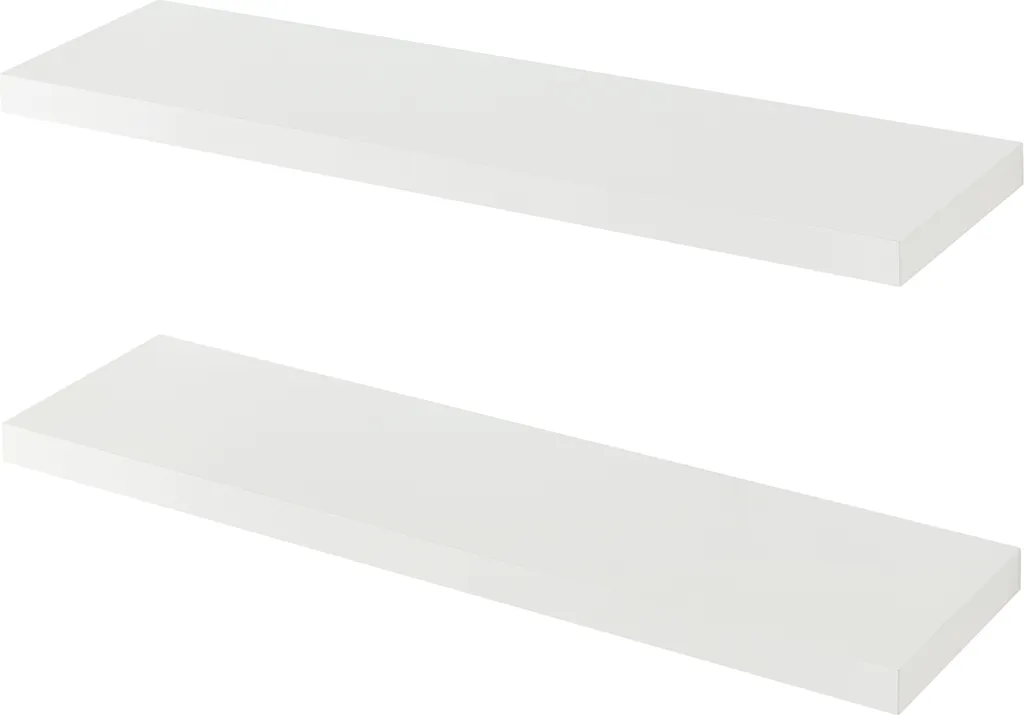 Mensole Parete Bianche Stranda 80 cm - Set 2 Pezzi Arredo Soggiorno - 3
