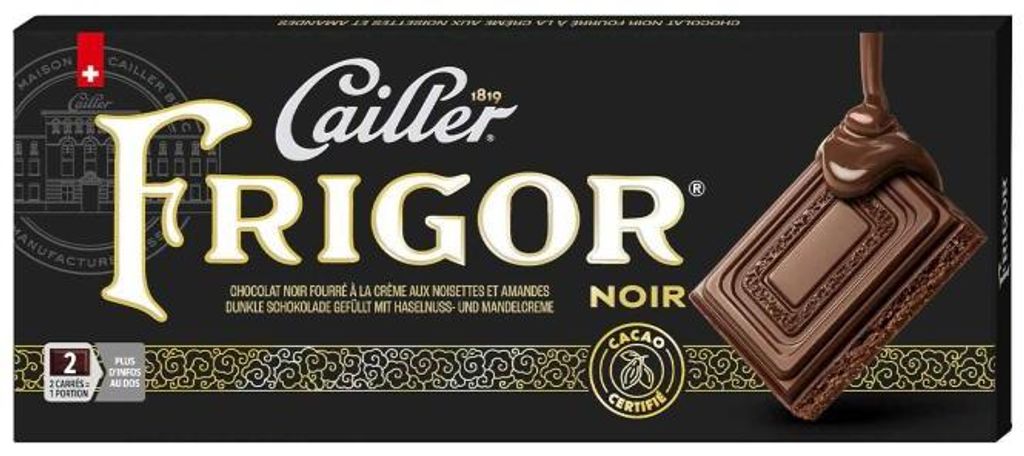 Cailler Frigor, dunkle Schokolade, 100 g, 384 kJ, 92 kcal, Produktbild 