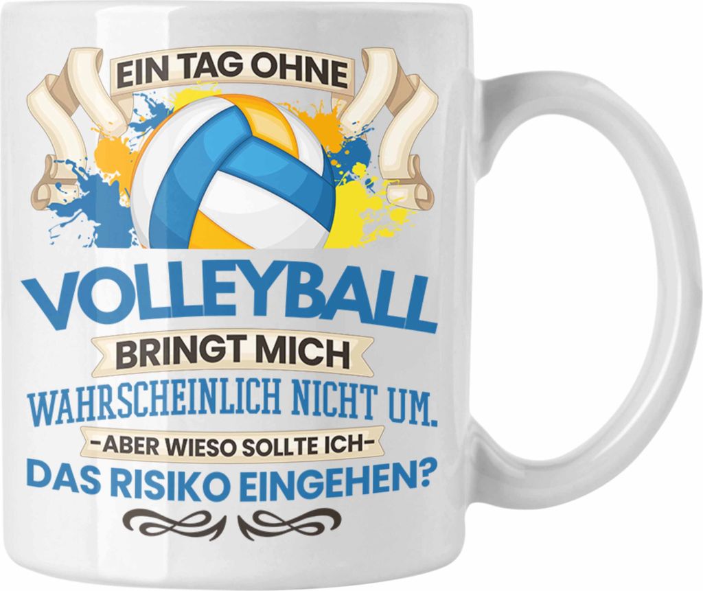 Trendation - Volleyball Tasse Geschenk für Volleyball-Trainer Spieler Coach Lustiger Spruch Geschenkidee (Weiß)