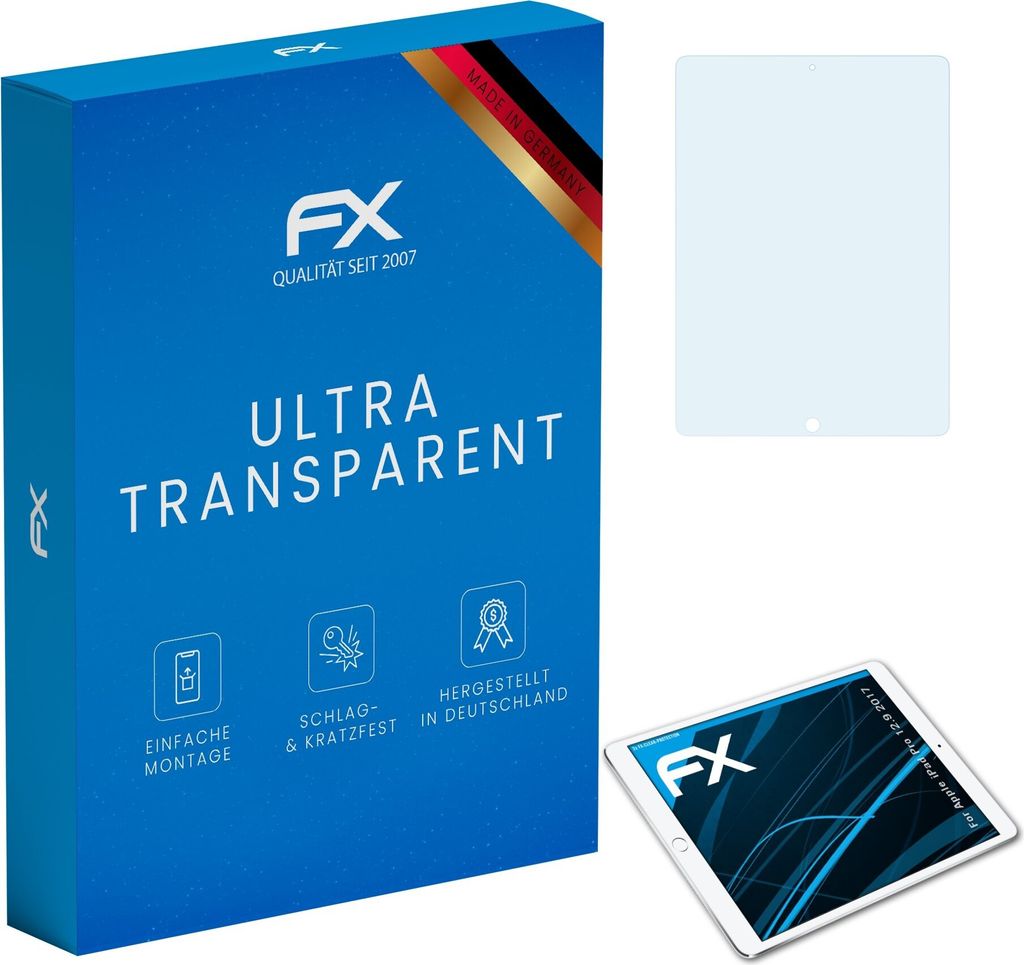 atFoliX FX-Clear 2x Schutzfolie kompatibel mit Apple iPad Pro 12.9 (2017) Displayschutzfolie
