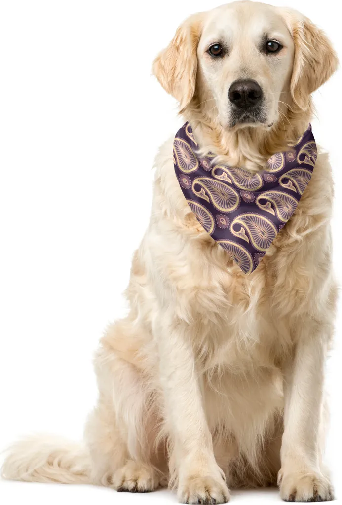 Bandana Cane Paisley Giallo Prugna 40x40cm - Accessorio Pet Style