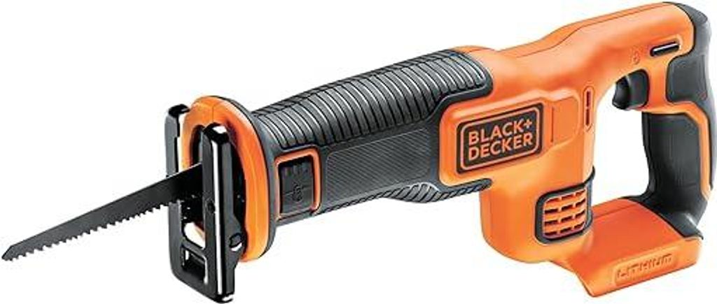 BLACK+DECKER Akku-Säbelsäge (18V, 22 mm Hublänge, max. 110 mm Schnitttiefe, flexibler Sägeschuh, ergonomische Griffgummierung, ohne Akku und La...