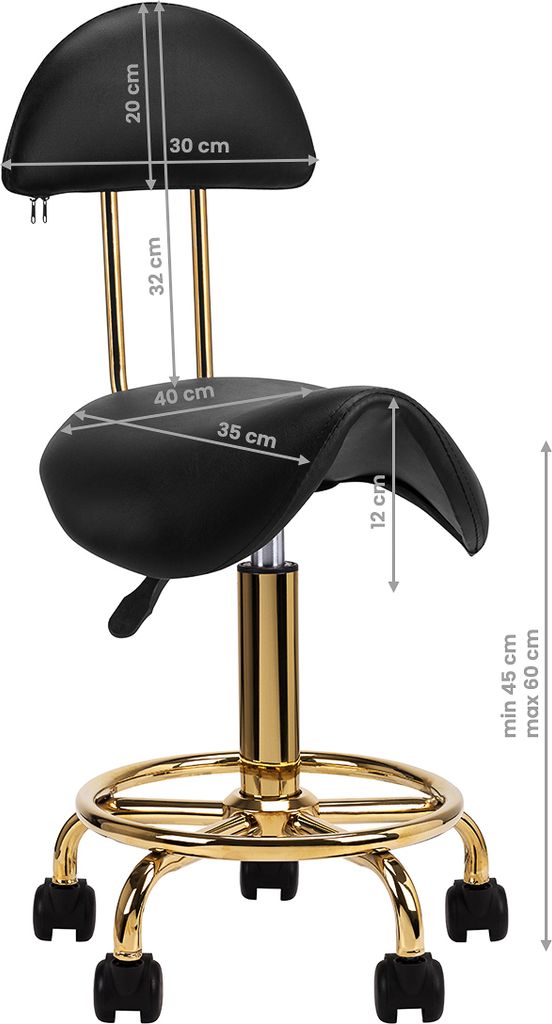 Kozmetická stolička 6001-G Gold - Black Obrázok produktu 6