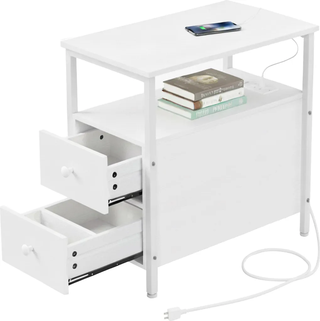 Relaxdays table d'appoint avec prises et ports USB intégrés bois noir