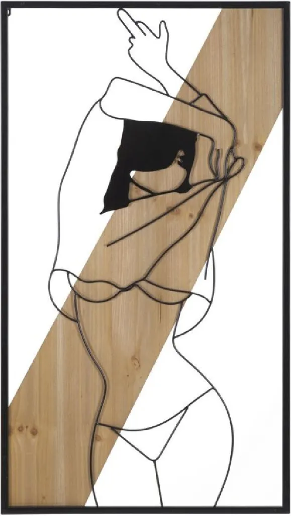 Décoration Murale Design Strip 50x90 cm Mauro Ferretti Noir et Bois