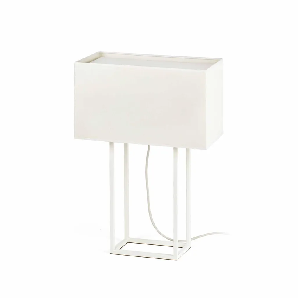Lampe de table VESPER 2 flammes blanc et beige - Luminaire de chevet