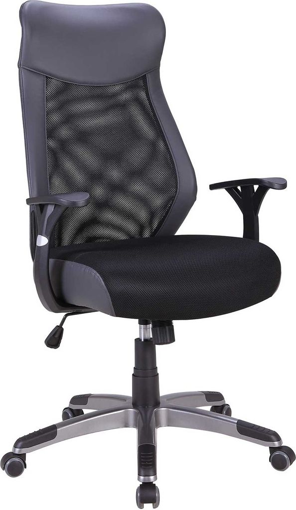 Bürostuhl - Schwarz - Anthrazit - Kunstleder - Netzstoff - Produktbild 
