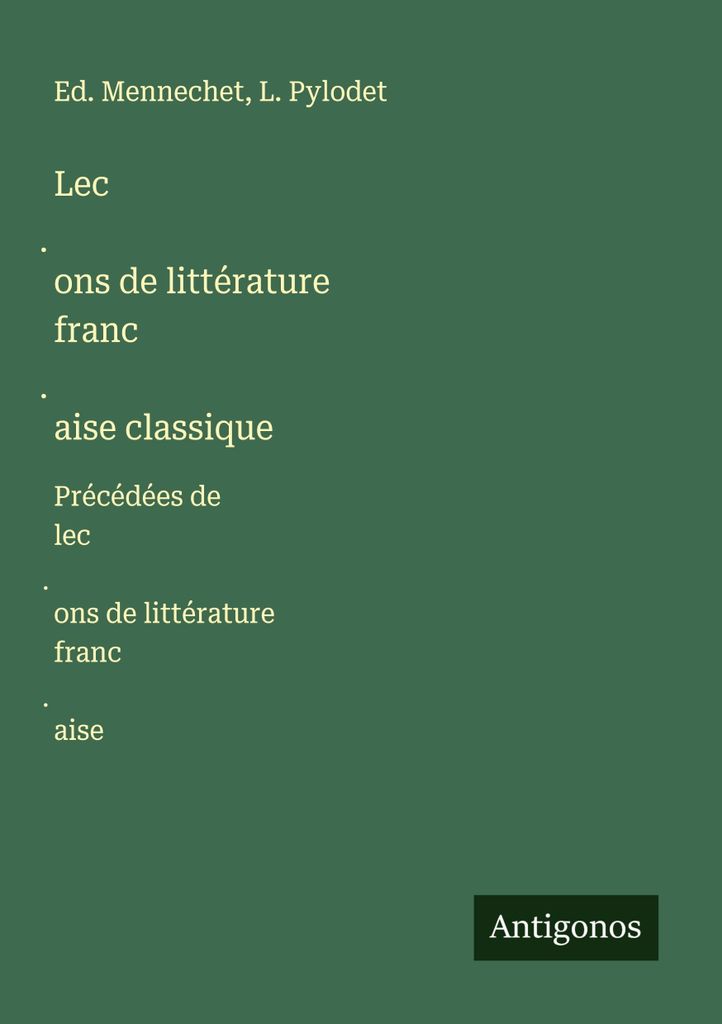 Lec¿ons zur klassischen frank¿schen Literatur