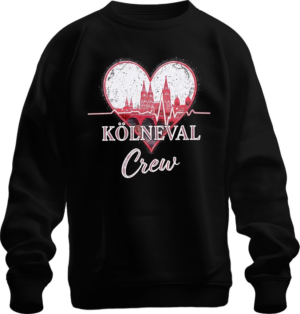 Kölneval Crew Köln Dom Karneval Alaaf Herz Skyline Fastelovend Uni Sweatshirt Pullover, Schwarz, 3XL