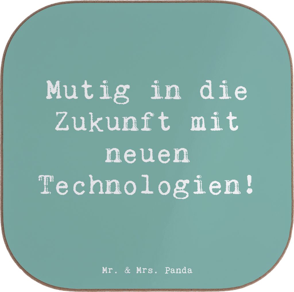 Mr. & Mrs. Panda Tassenuntersetzer Spruch Neuen Technologien begegnen - Meeresbrise - Geschenk, Mutmacher, Untersetzer für Gläser, Zuversicht, He...