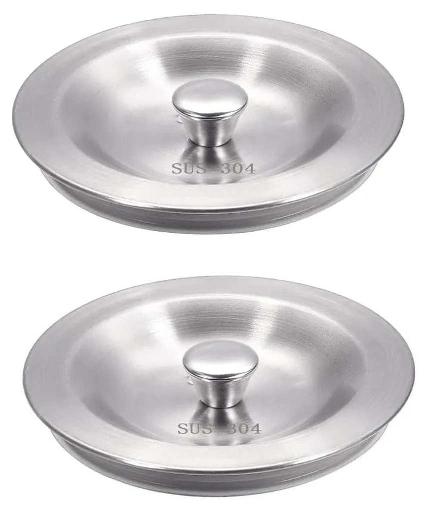 Bouchon de Lavabo Universel 80 mm Inox - Pack de 2 pour Baignoire