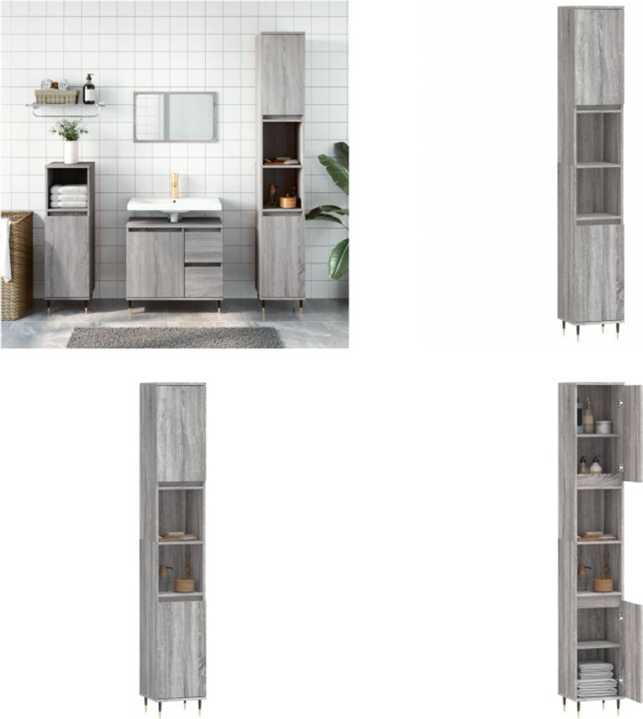 vidaXL Badschrank Grau Sonoma 30x30x190 cm Holzwerkstoff - Badezimmerschrank - Badezimmerschränke - Schrank - Schrank Für Das Badezimmer