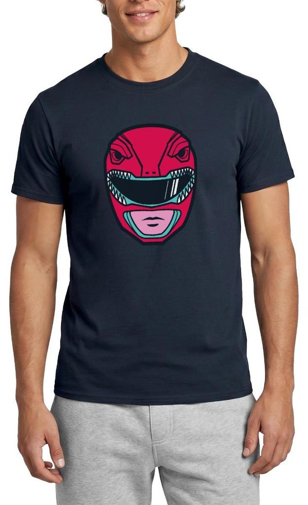 Spreadshirt Power Rangers Roter Ranger Helm Männer T-Shirt, M, Navy