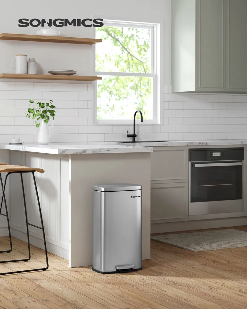 Poubelle de tri 30L idéale pour cuisine moderne en inox anti-traces