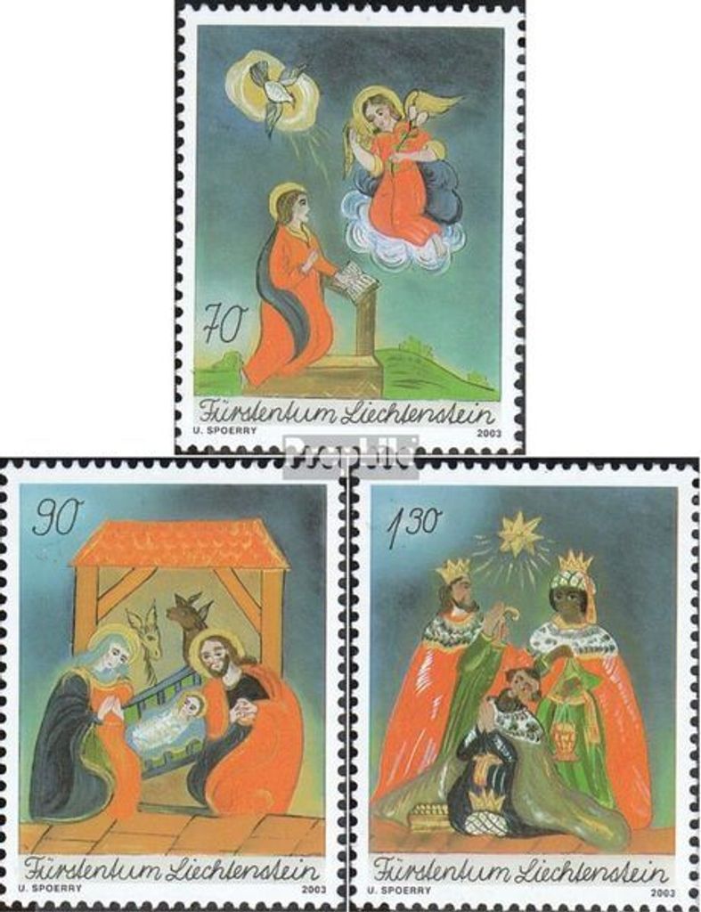 Briefmarken Liechtenstein 2003 Mi 1330-1332 (kompl.Ausg.) postfrisch Weihnachten