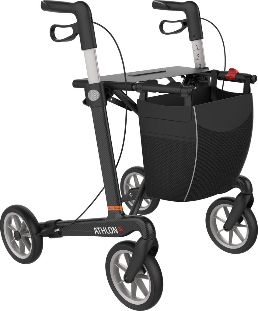 Rollator ATHLON SL Carbon Komfort mit PUR-Softrädern>>>>Farbe: schwarz SH M/55 cm