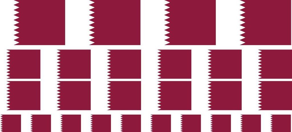 Mini Aufkleber Set - Pack glatt - 4x 51x31mm+ 12x 33x20mm + 10x 20x12mm- selbstklebender Sticker - Qatar - Flagge / Banner / Standarte fürs Auto, ...