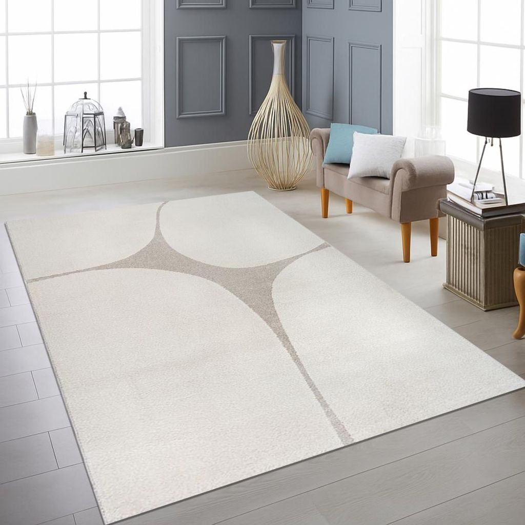 Wohnzimmerteppich minimalistisch Höheneffekt im abstrakten Muster in creme Größe - 160 x 220 cm