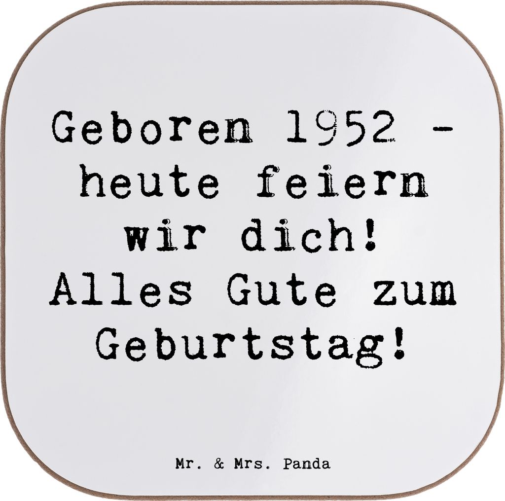 Mr. & Mrs. Panda Tassenuntersetzer Spruch 1952 Geburtstag - Weiß - Geschenk, gläseruntersetzer, Feier, Untersetzer Gläser, Handarbeit, bierunter...