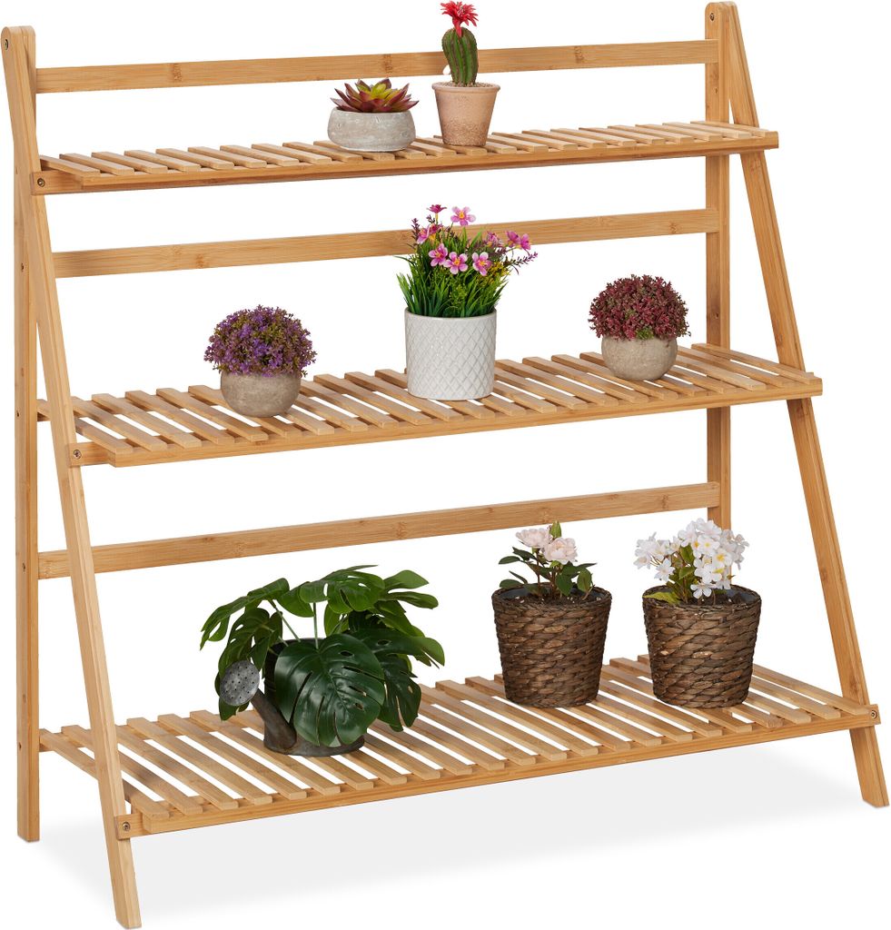 Relaxdays Blumenregal aus Bambus, Pflanzenständer mit 3 Produktbild 