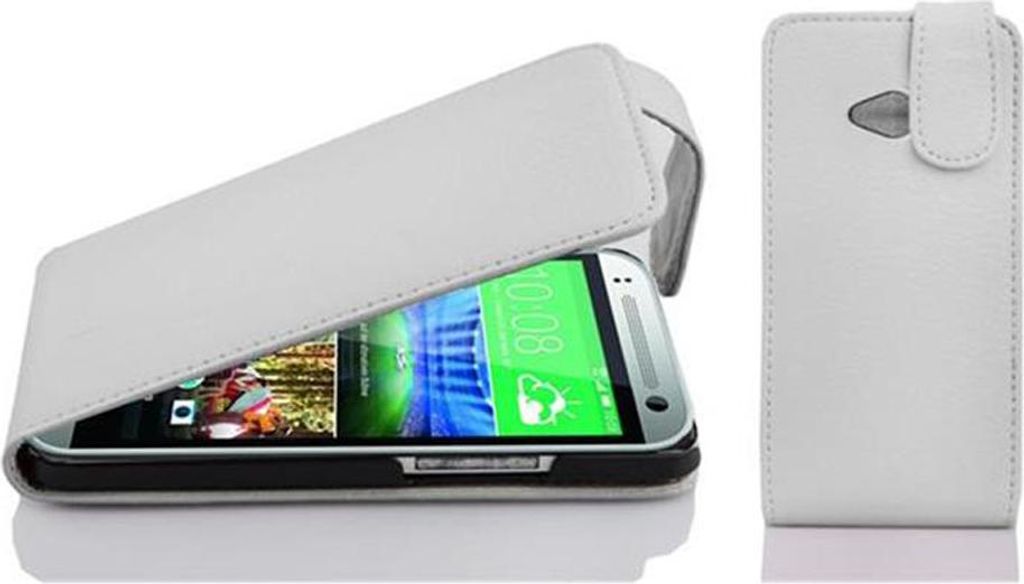Cadorabo Schutzhülle für HTC ONE M8 MINI Hülle in Weiß Flip Etui Handyhülle Case Cover Kunstleder