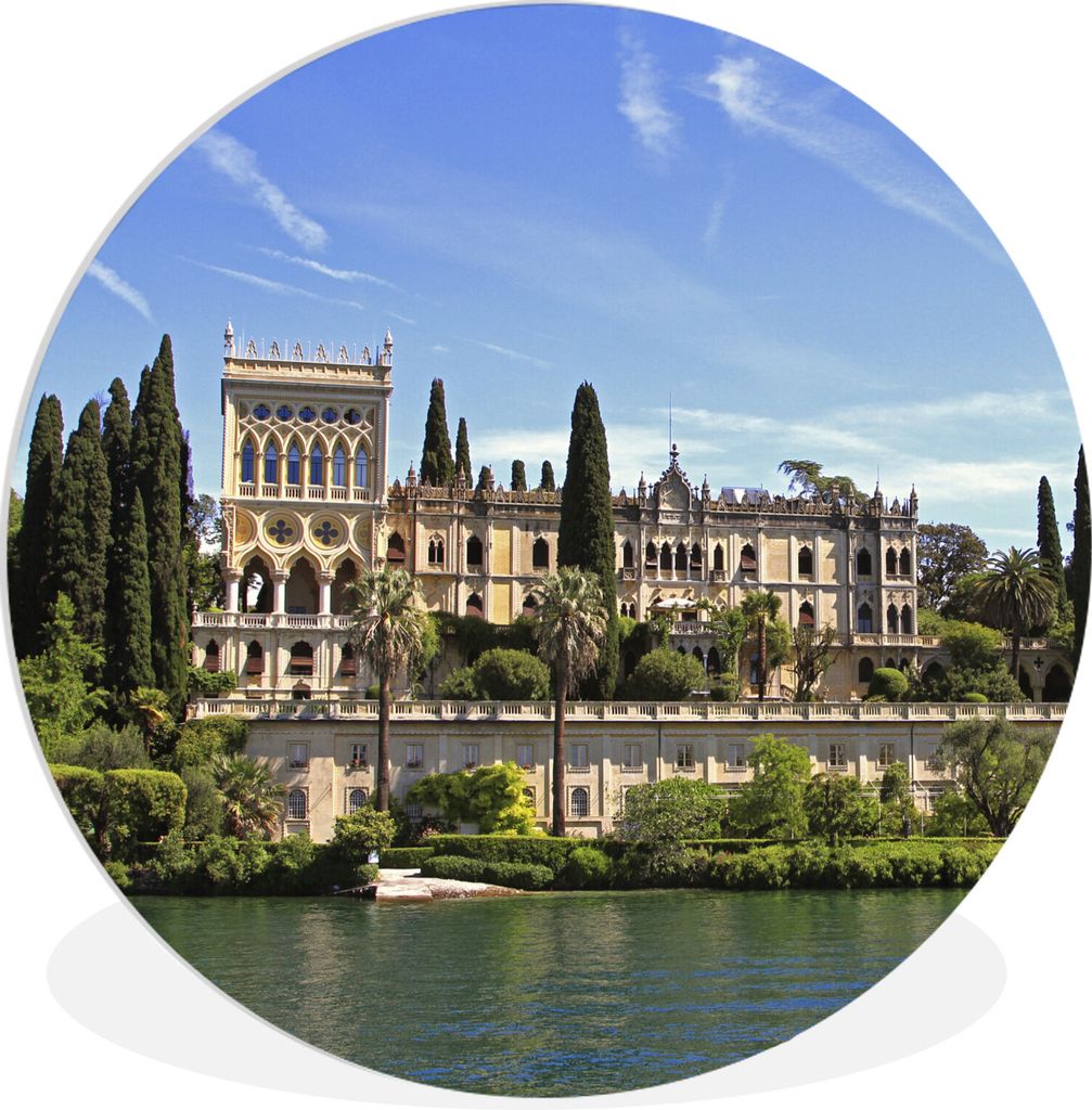 MuchoWow Rundes Wandbild - Runde Bilder Gardasee - Wasser - Haus Ø 30 cm Kreis Wanddekoration Kunststoff - Wandkreis - Wandschmuck - Schlafzimme...