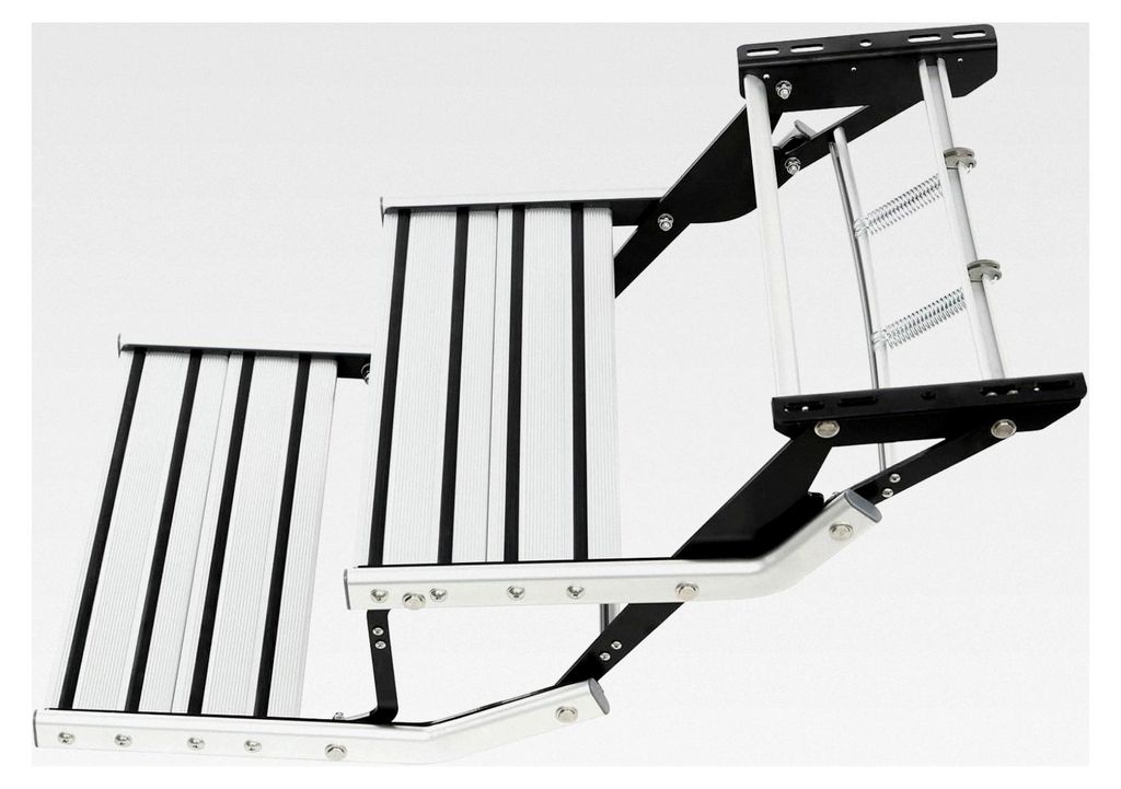 Manuelle 2-stufige Trittstufe für Wohnmobile, einziehbar, Aluminiumlegierung, klappbar, 200 kg Tragkraft