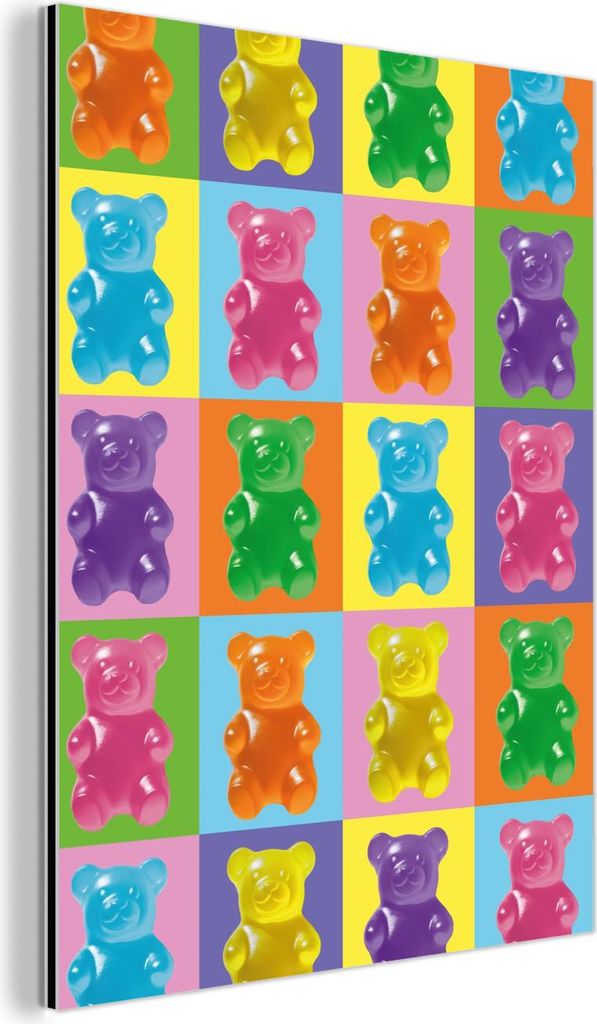 MuchoWow Wanddekoration Metall Metallbild Wandkunst 90x120 cm Kunst - Süßigkeiten - Bunt MuchoWow Aluminium Gemälde - Industrial