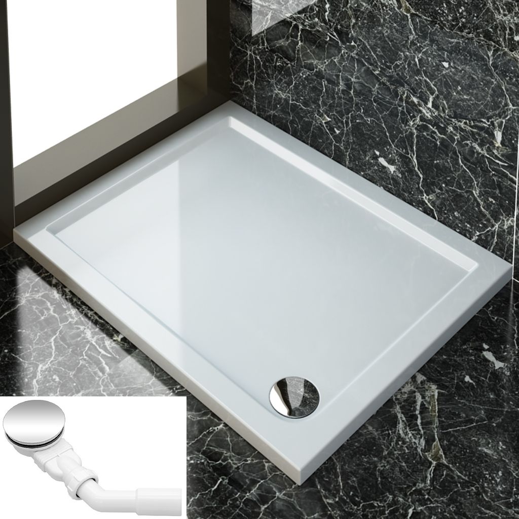 SONNI Quadratische ABS Duschwanne 120x100x4cm mit Ablaufgarnitur rutschfeste Oberfläche